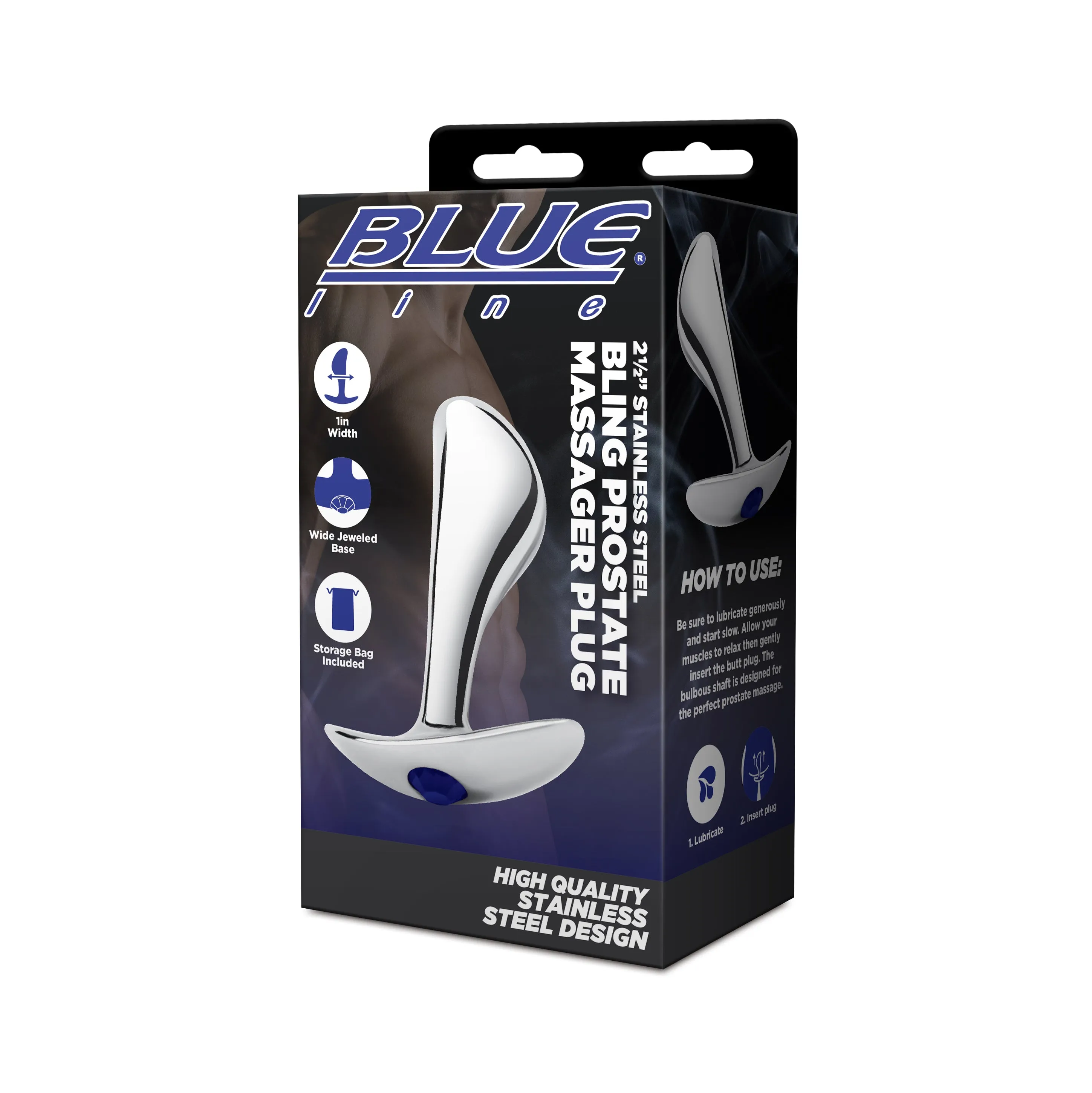 2.5" Stainless Steel Bling Prostate Massager Plug