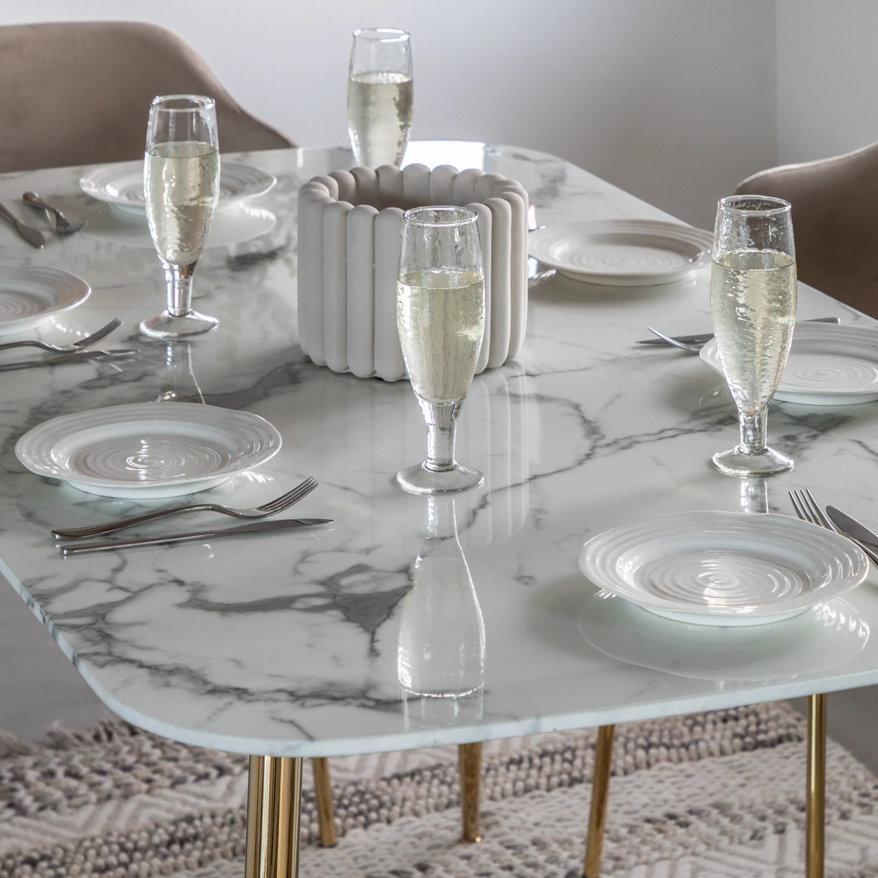 Amos Evans Dining Table White Effect
