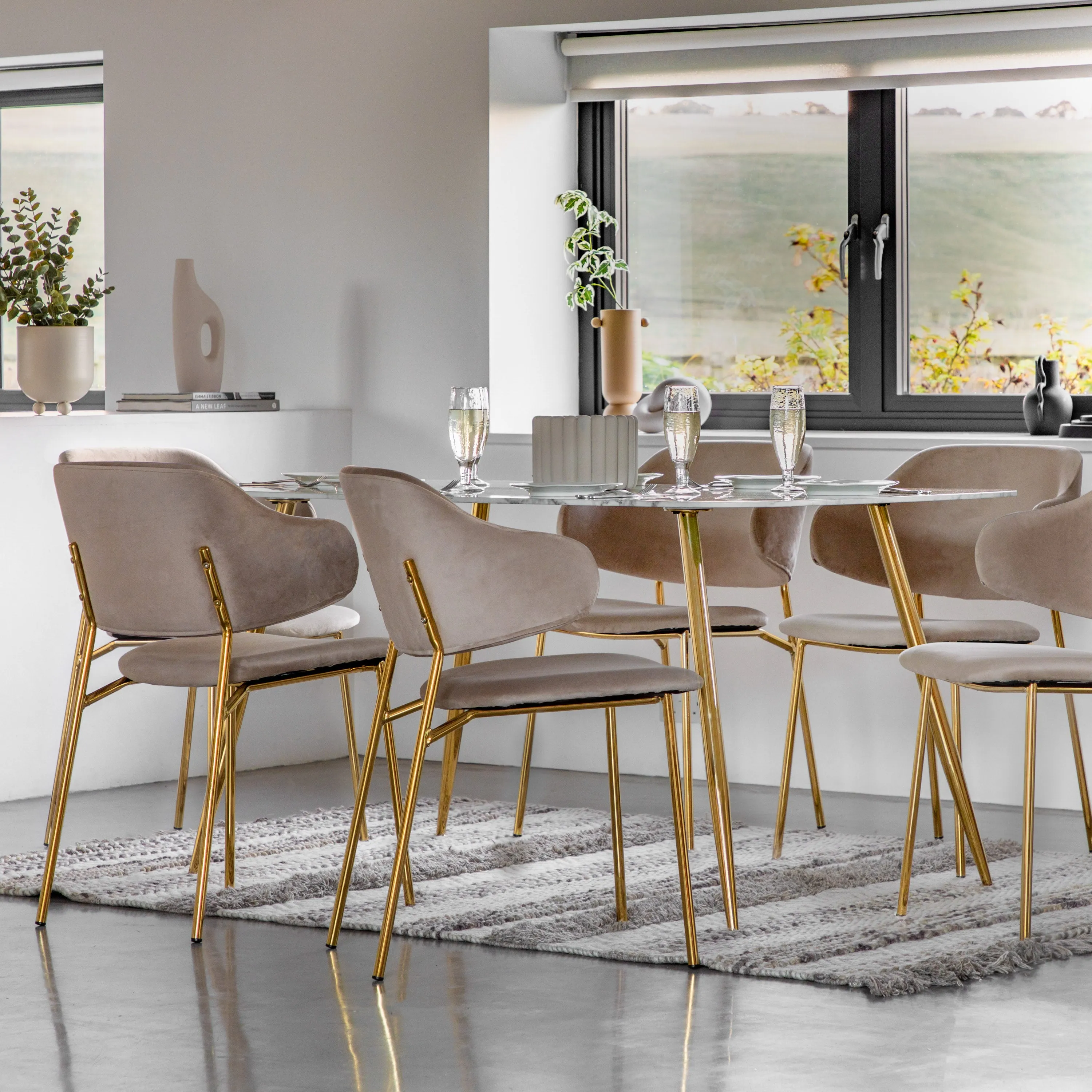 Amos Evans Dining Table White Effect