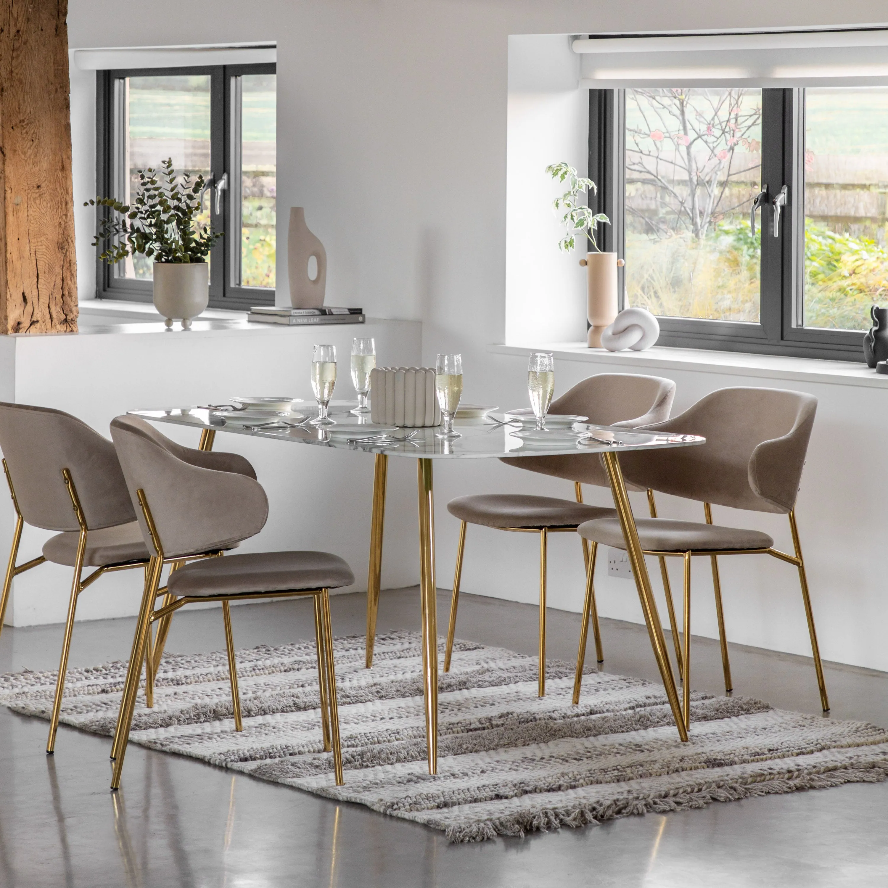 Amos Evans Dining Table White Effect