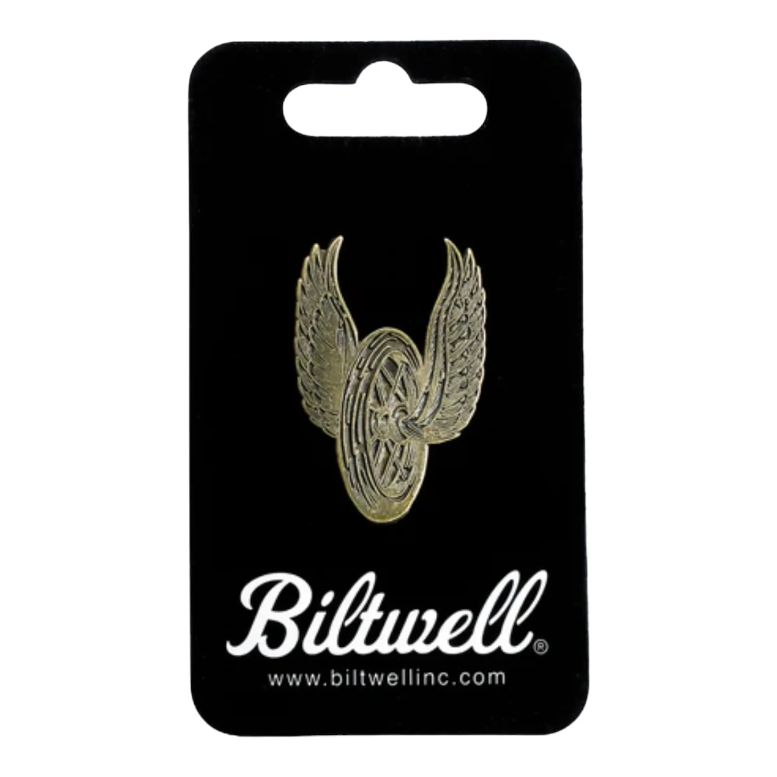 Biltwell Enamel Pin - Winged Wheel Brass