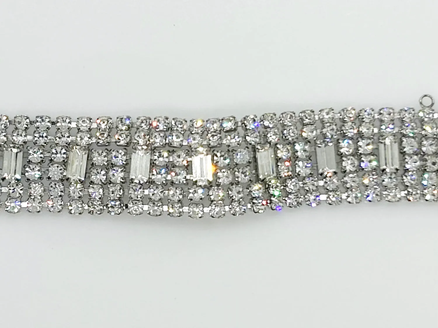 Glamorous Six Row Vintage Weiss Rhinestone Bracelet