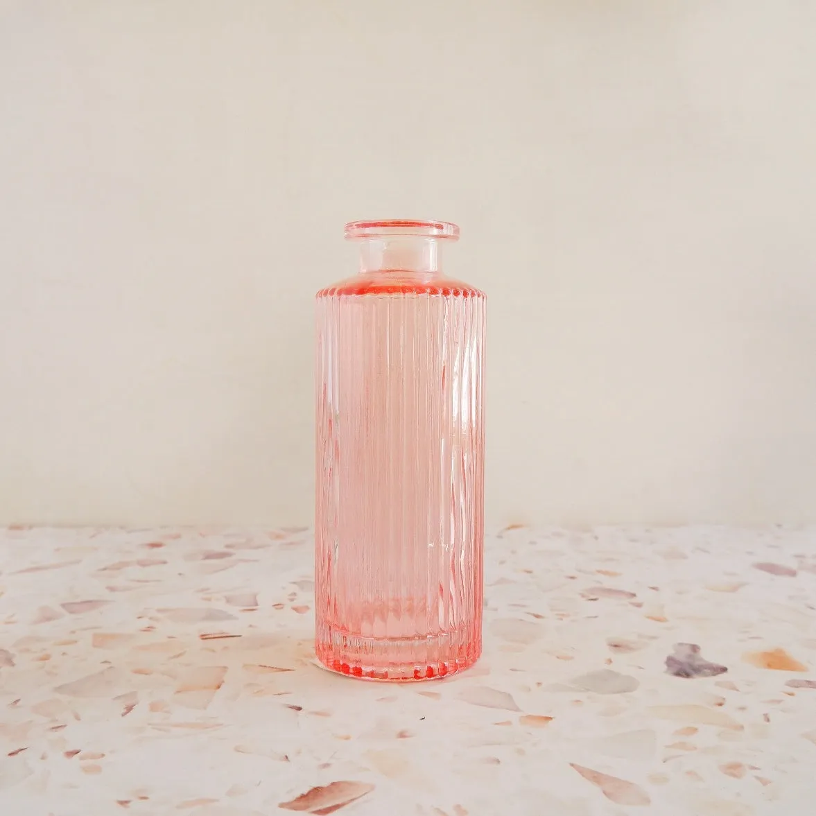 Glass Vase - Pink Ribbed