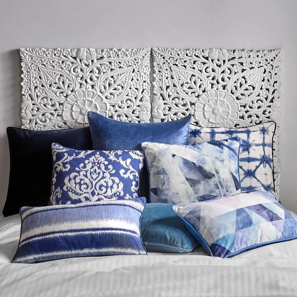 Ikat Stripe Blue Cushion