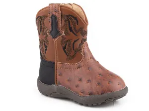 INFANTS BOYS TAN FAUX OSTRICH VAMP
