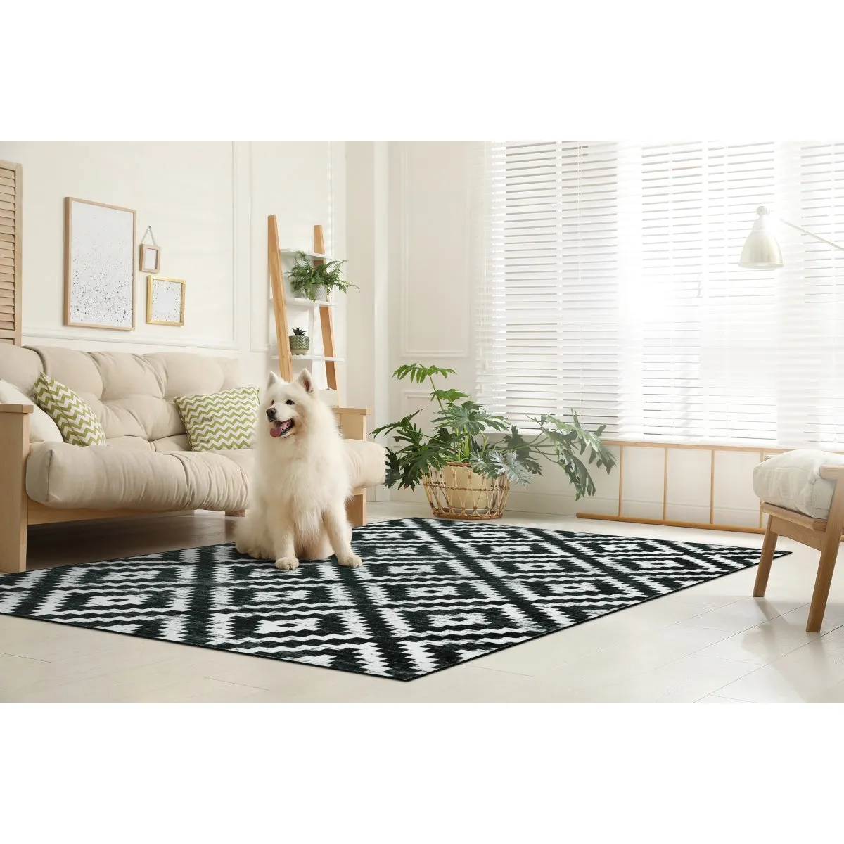 Joanne Modern Moroccan Geometric Kilim Black Rug