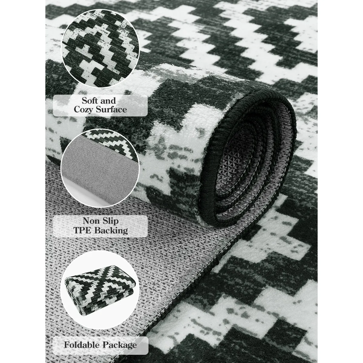Joanne Modern Moroccan Geometric Kilim Black Rug