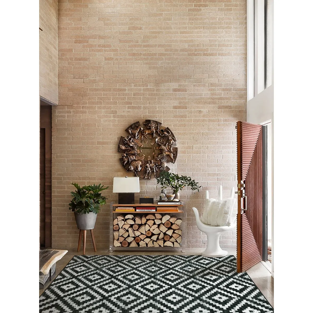 Joanne Modern Moroccan Geometric Kilim Black Rug