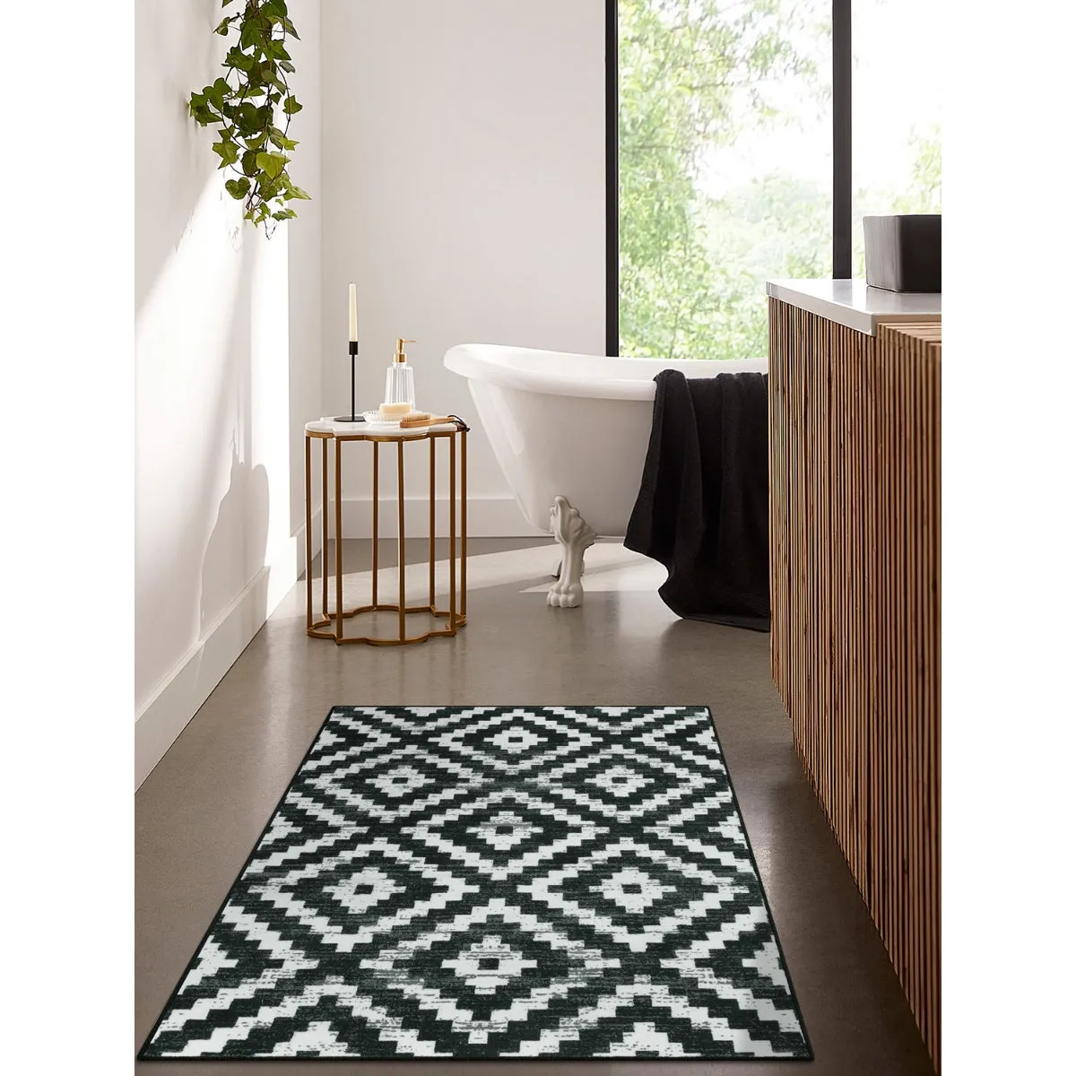 Joanne Modern Moroccan Geometric Kilim Black Rug
