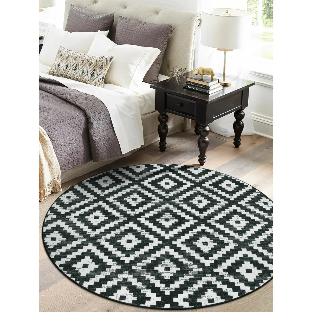 Joanne Modern Moroccan Geometric Kilim Black Rug