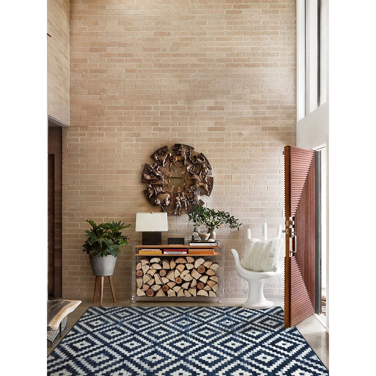 Joanne Modern Moroccan Geometric Kilim Blue Rug