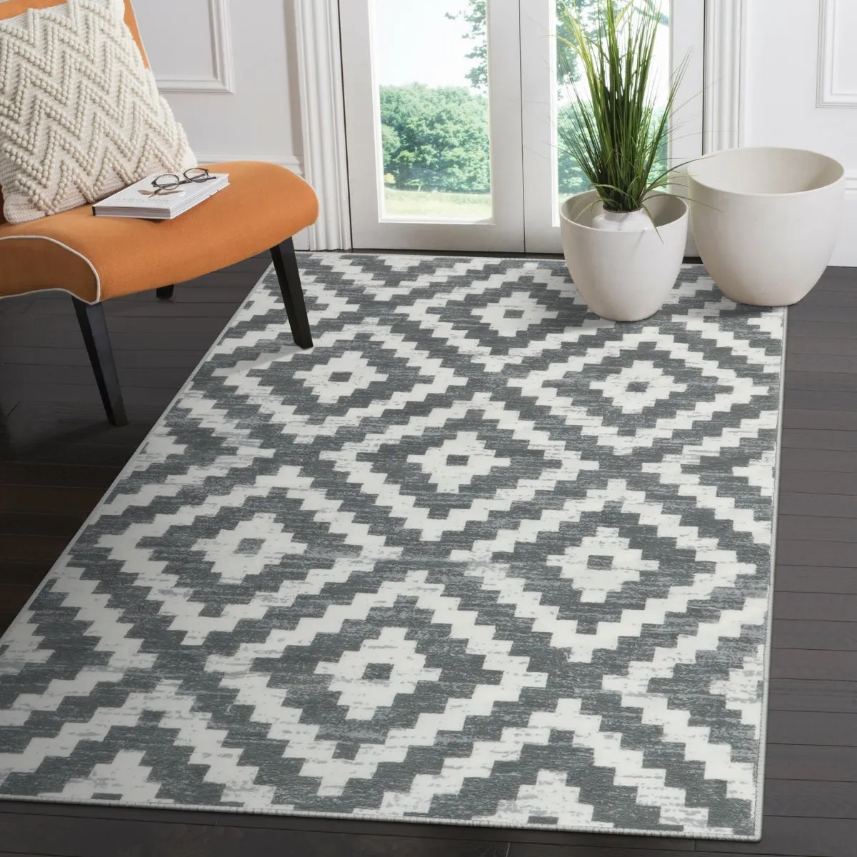 Joanne Modern Moroccan Geometric Kilim Grey Rug