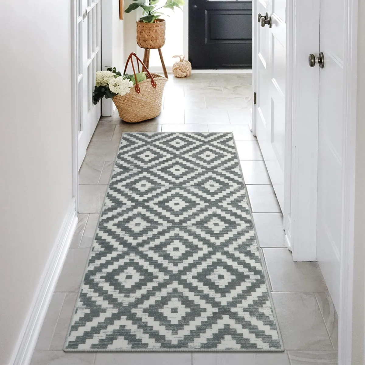 Joanne Modern Moroccan Geometric Kilim Grey Rug