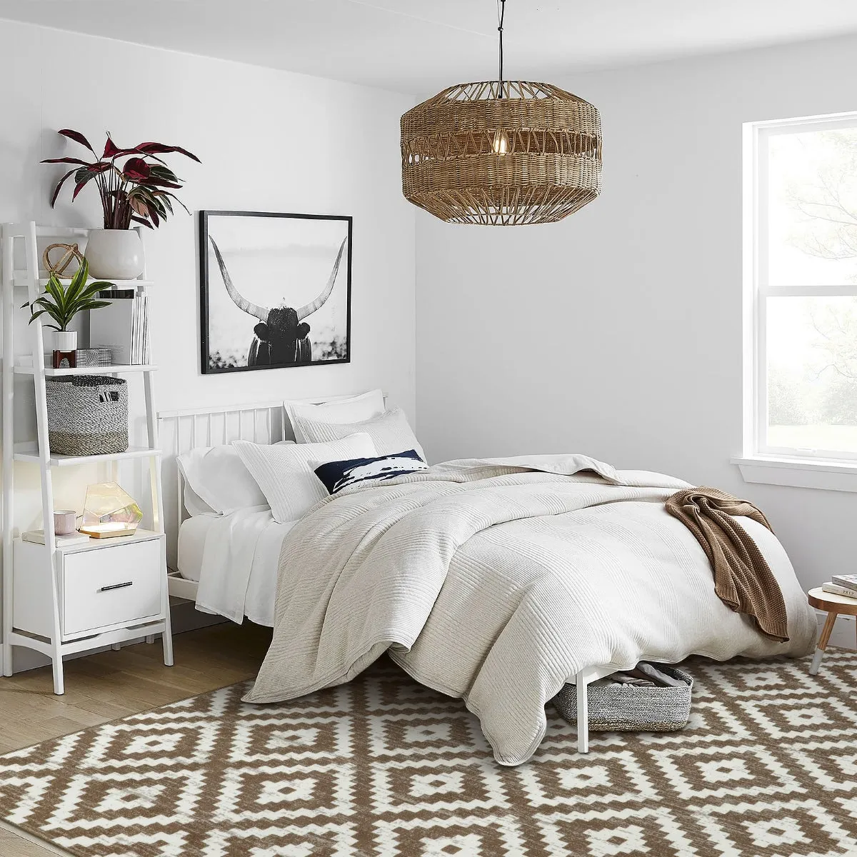 Joanne Modern Moroccan Geometric Kilim Khaki Rug