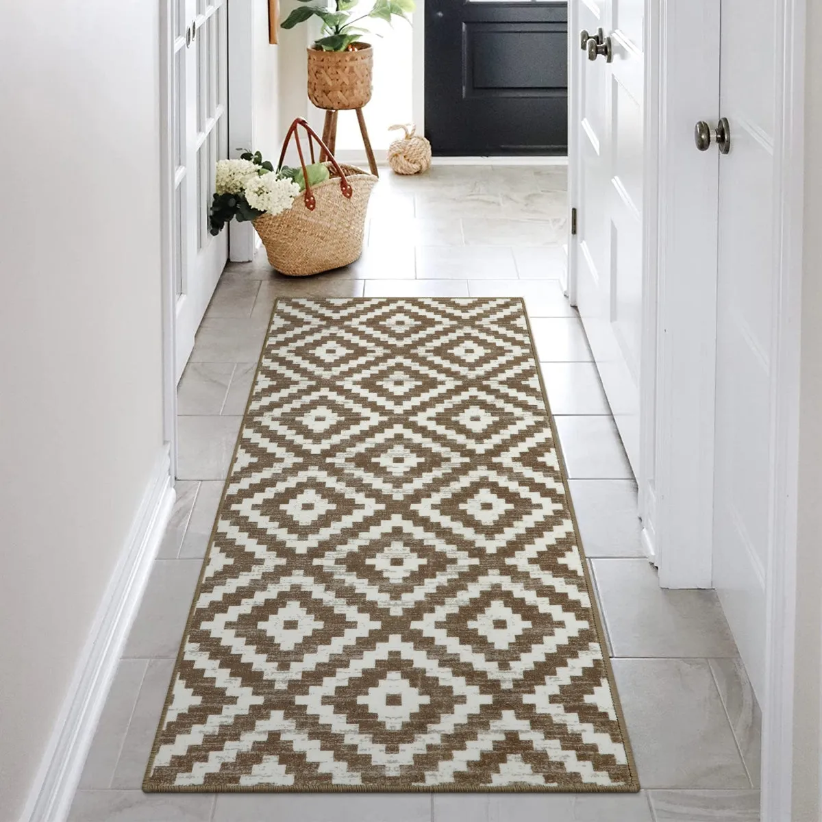 Joanne Modern Moroccan Geometric Kilim Khaki Rug