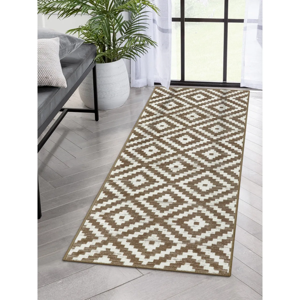 Joanne Modern Moroccan Geometric Kilim Khaki Rug