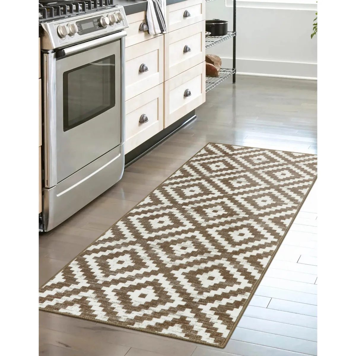 Joanne Modern Moroccan Geometric Kilim Khaki Rug
