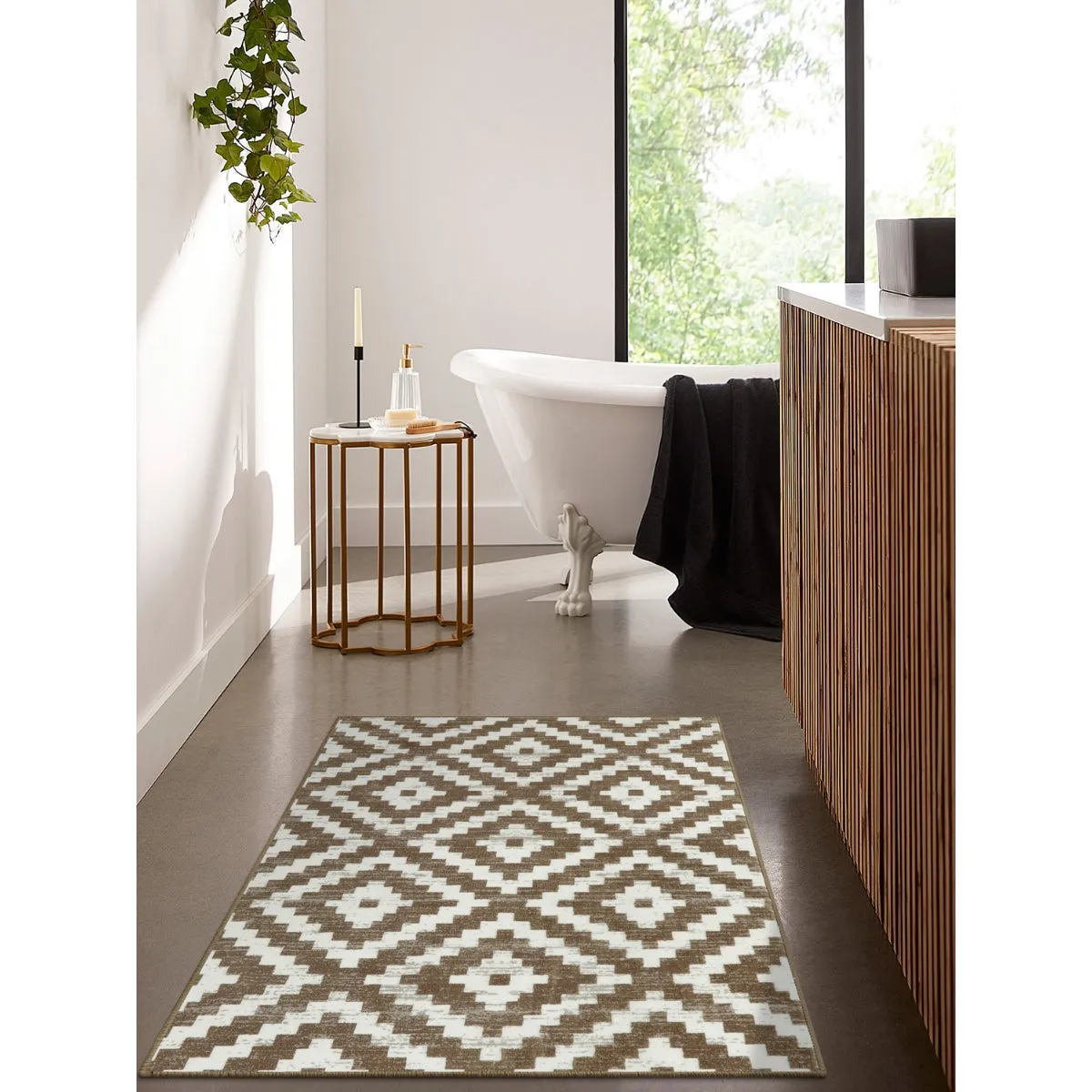 Joanne Modern Moroccan Geometric Kilim Khaki Rug