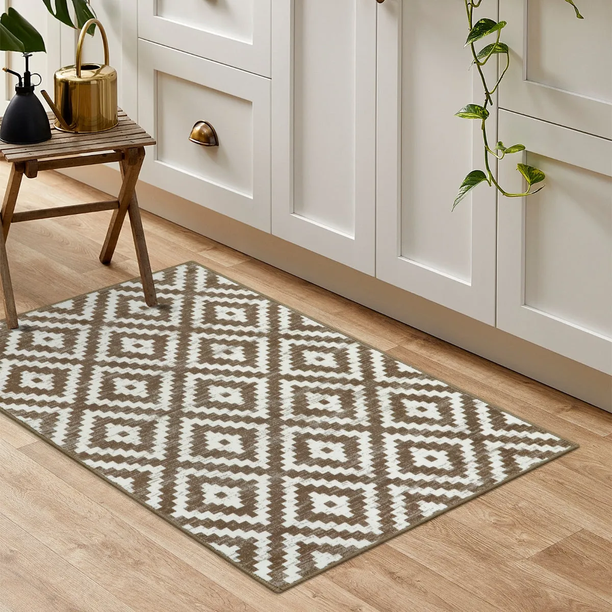 Joanne Modern Moroccan Geometric Kilim Khaki Rug