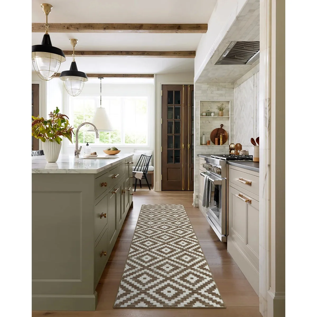 Joanne Modern Moroccan Geometric Kilim Khaki Rug