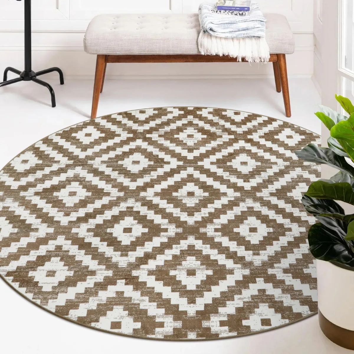 Joanne Modern Moroccan Geometric Kilim Khaki Rug