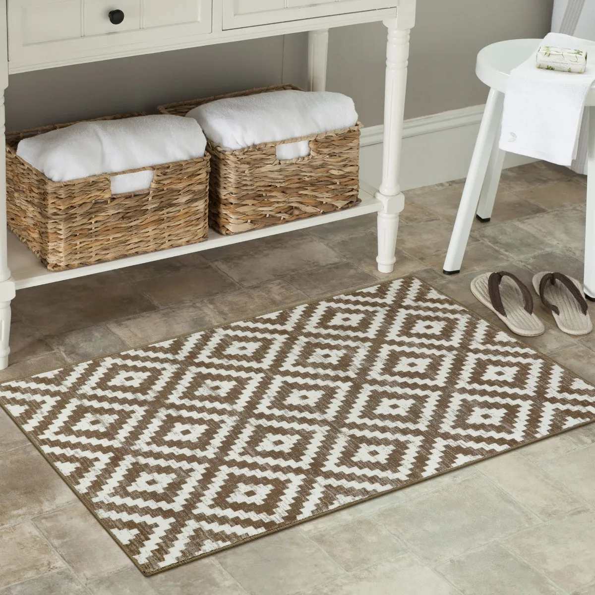 Joanne Modern Moroccan Geometric Kilim Khaki Rug