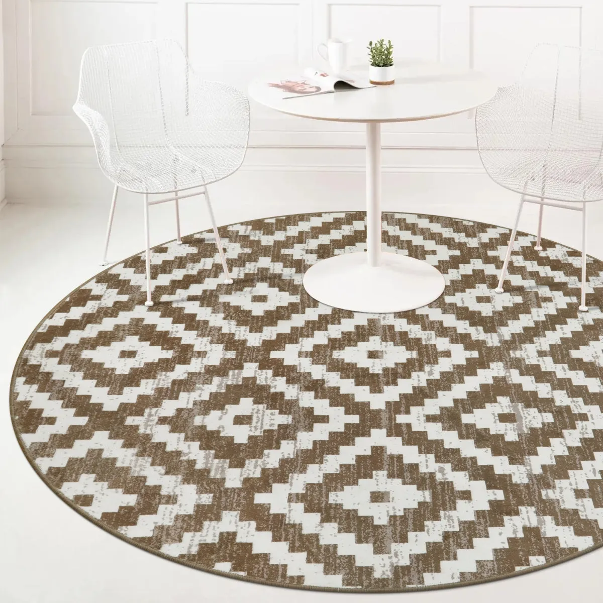 Joanne Modern Moroccan Geometric Kilim Khaki Rug