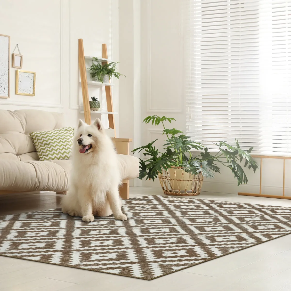 Joanne Modern Moroccan Geometric Kilim Khaki Rug