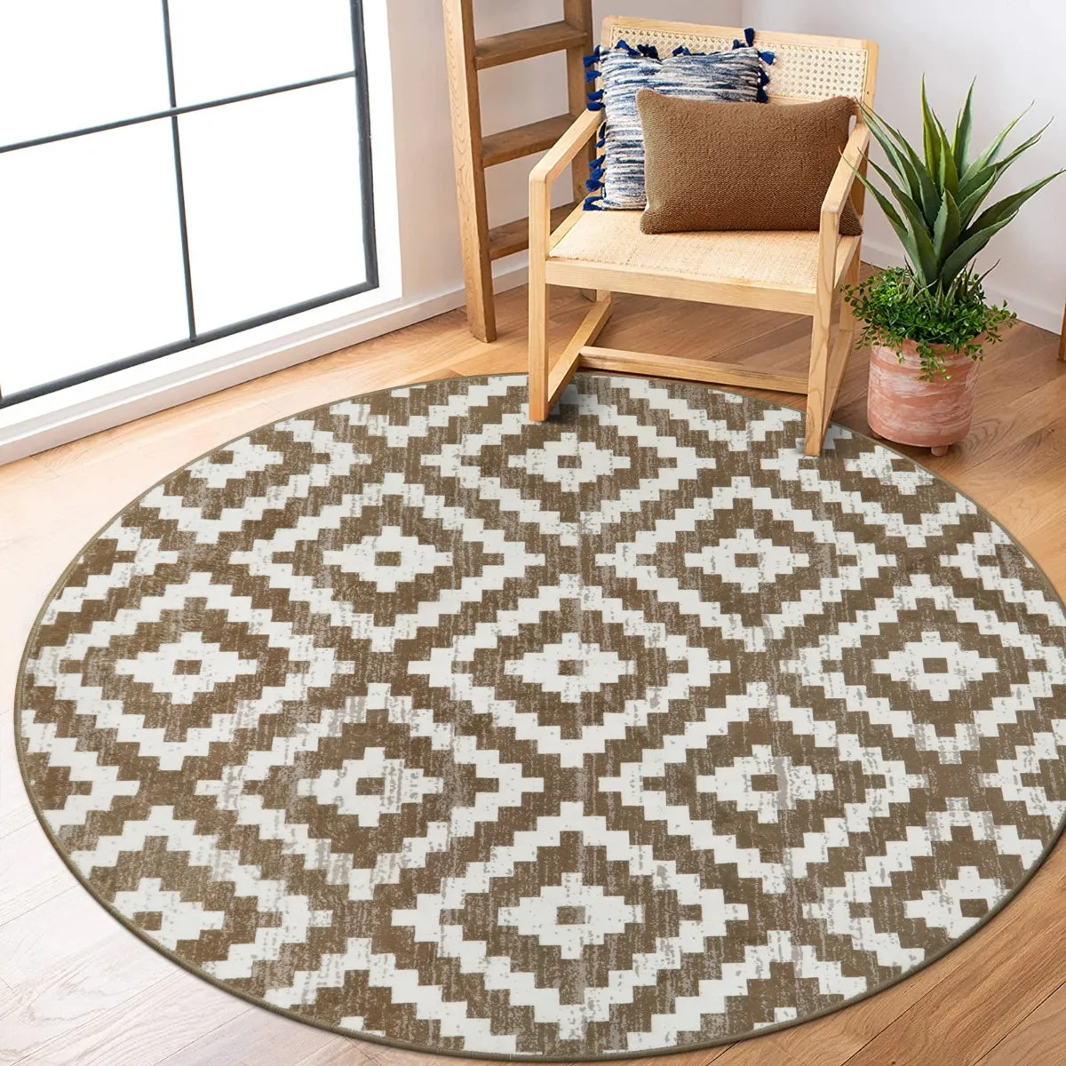 Joanne Modern Moroccan Geometric Kilim Khaki Rug