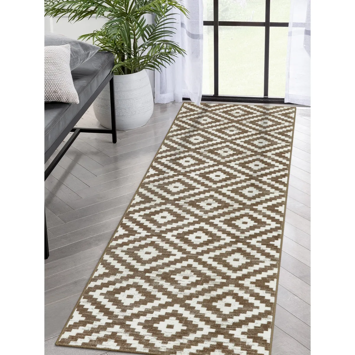 Joanne Modern Moroccan Geometric Kilim Khaki Rug