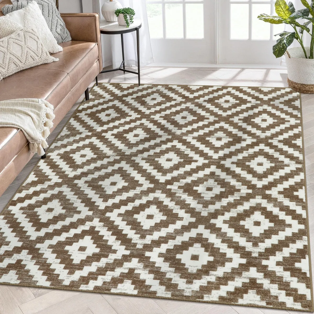 Joanne Modern Moroccan Geometric Kilim Khaki Rug