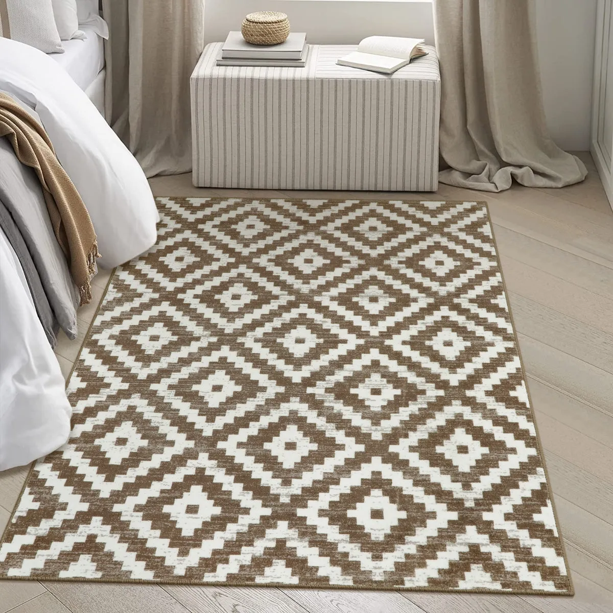Joanne Modern Moroccan Geometric Kilim Khaki Rug