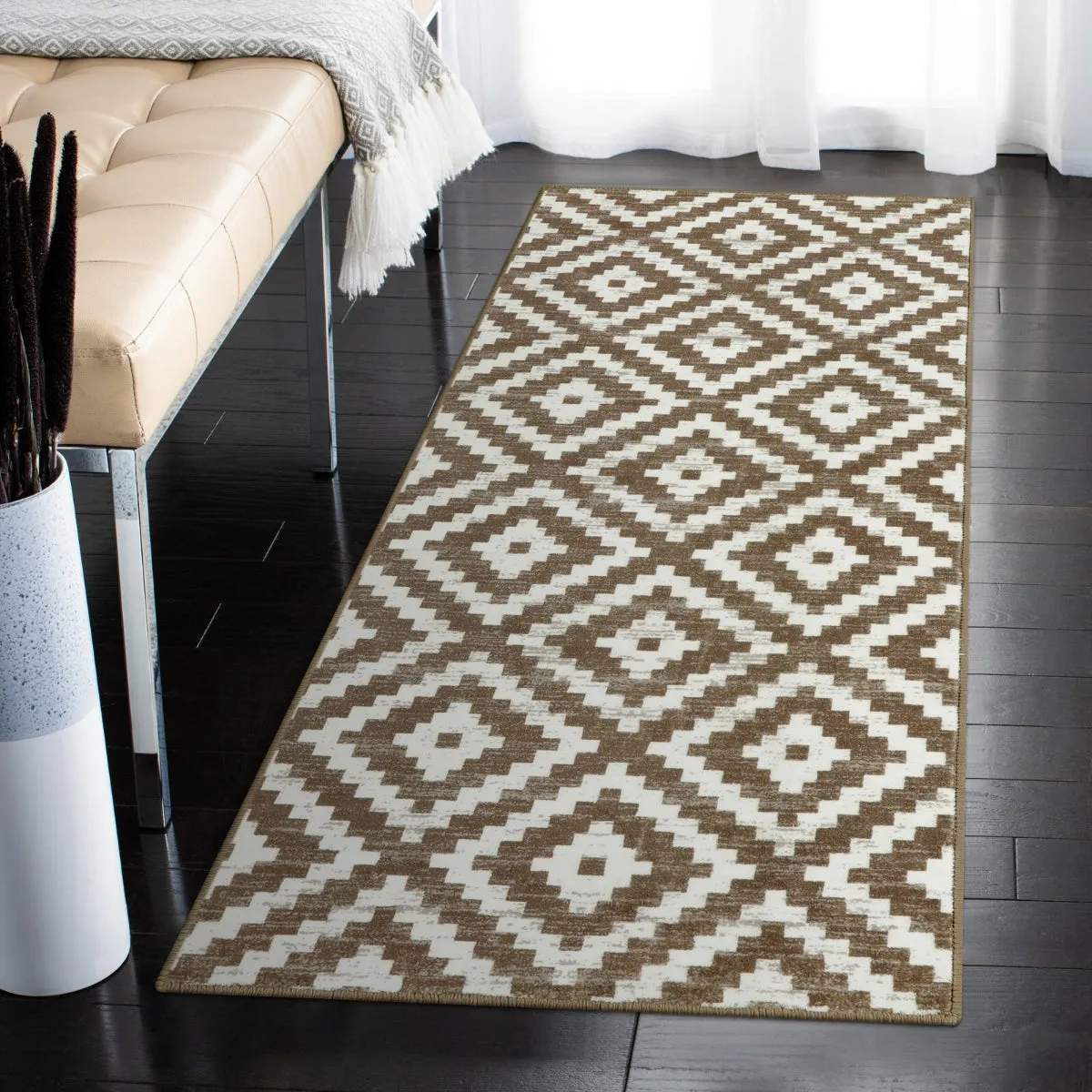 Joanne Modern Moroccan Geometric Kilim Khaki Rug