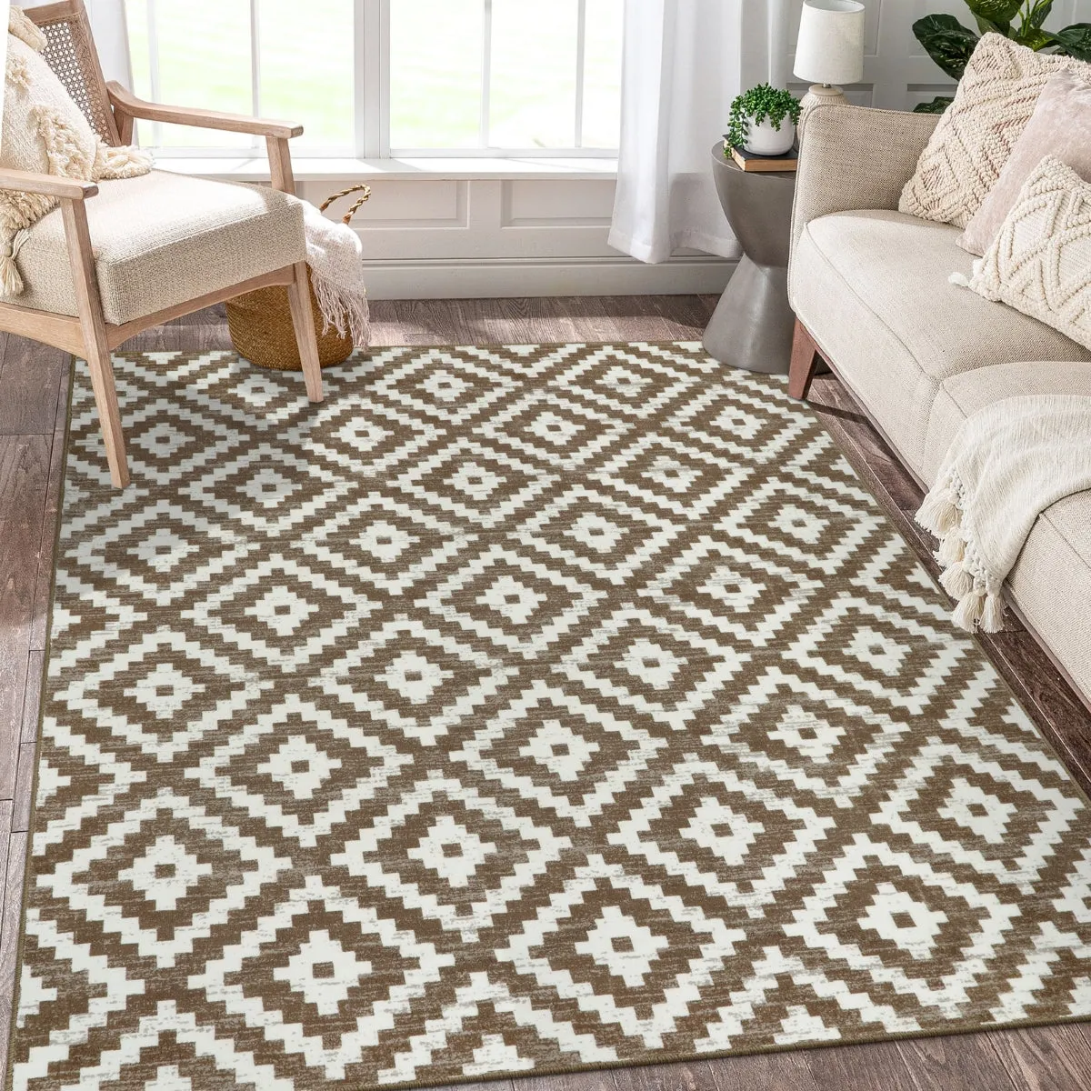 Joanne Modern Moroccan Geometric Kilim Khaki Rug