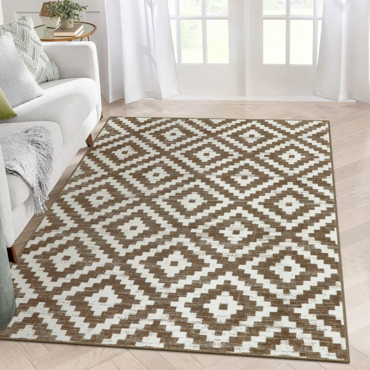 Joanne Modern Moroccan Geometric Kilim Khaki Rug