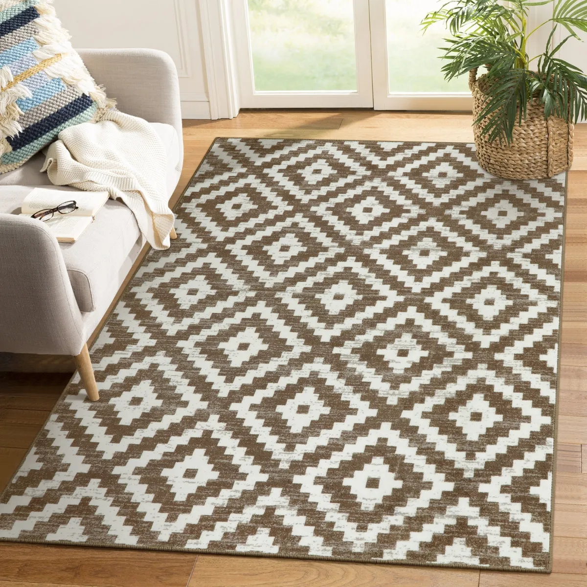 Joanne Modern Moroccan Geometric Kilim Khaki Rug