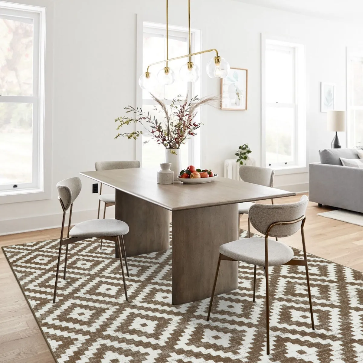 Joanne Modern Moroccan Geometric Kilim Khaki Rug