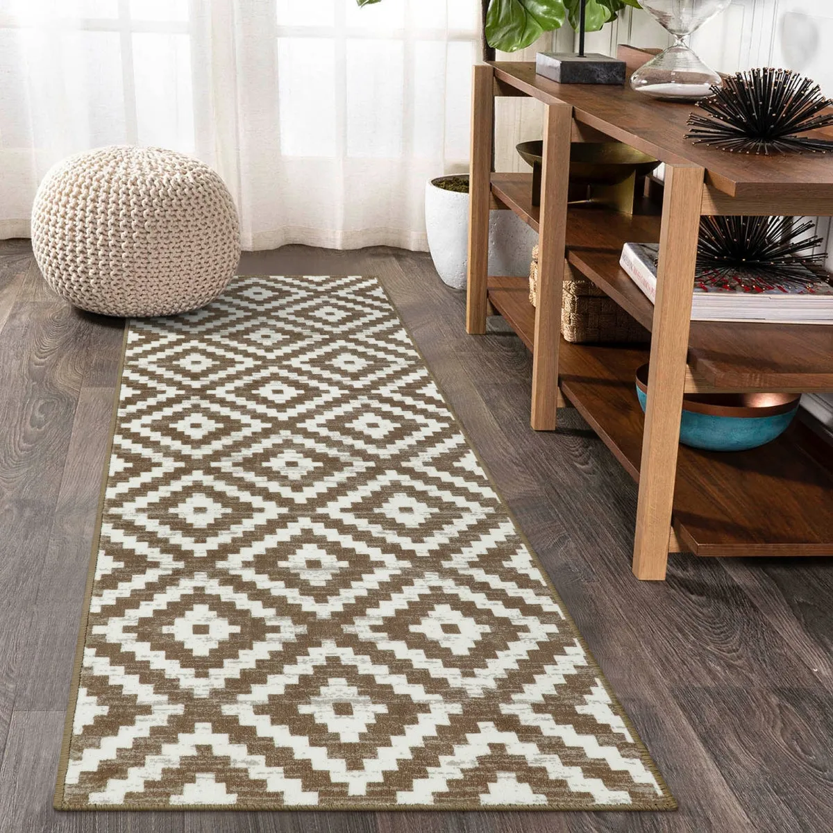 Joanne Modern Moroccan Geometric Kilim Khaki Rug