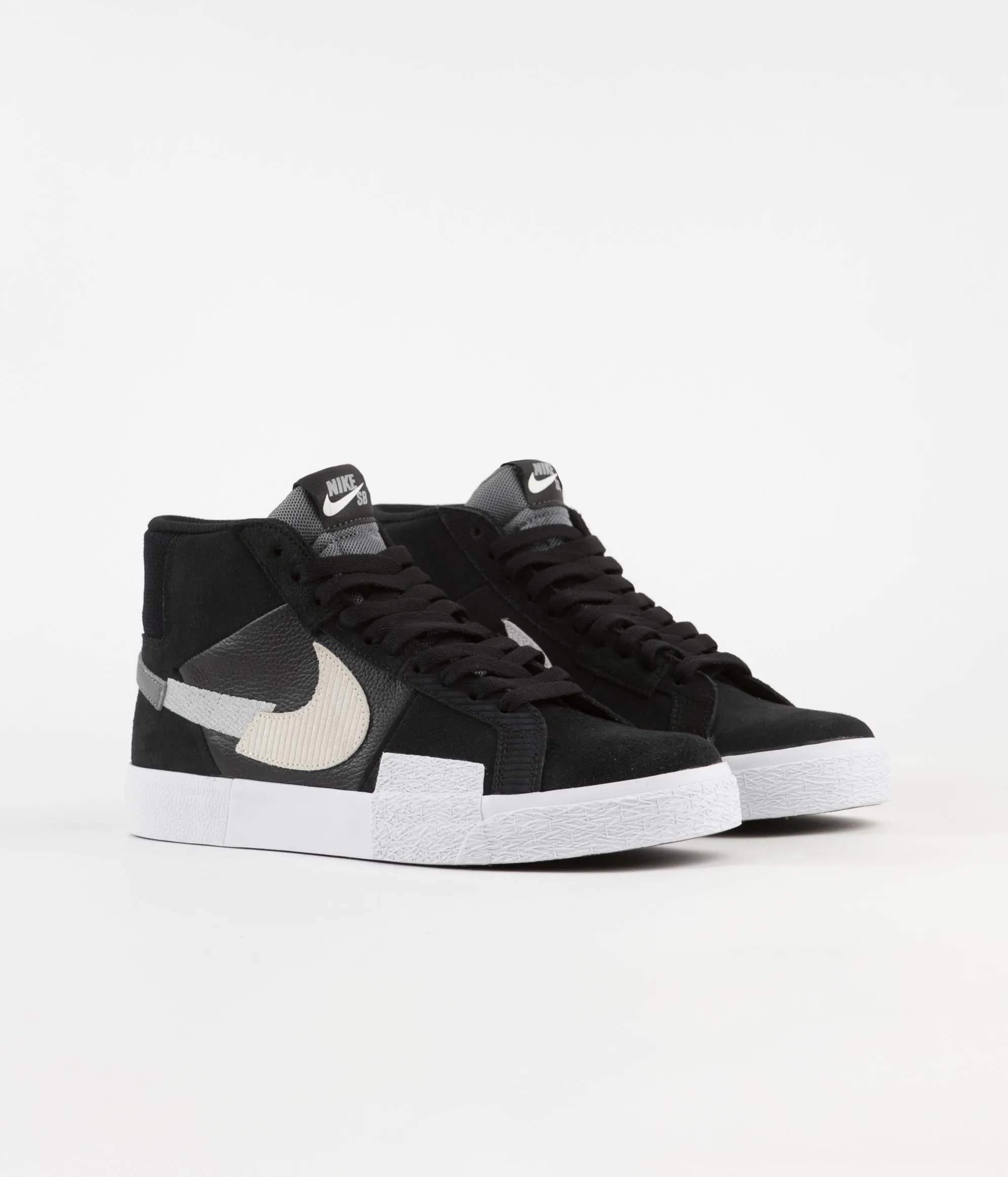 Nike SB Blazer Mid Mosaic Shoes - Black / White - Wolf Grey - Cool Grey