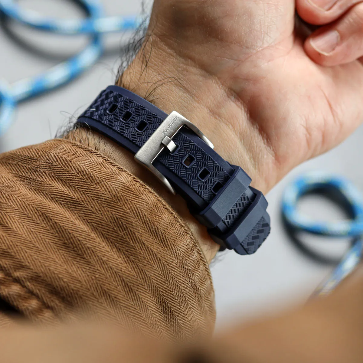 TitanFlex Rubber Watch Strap - Ocean Blue
