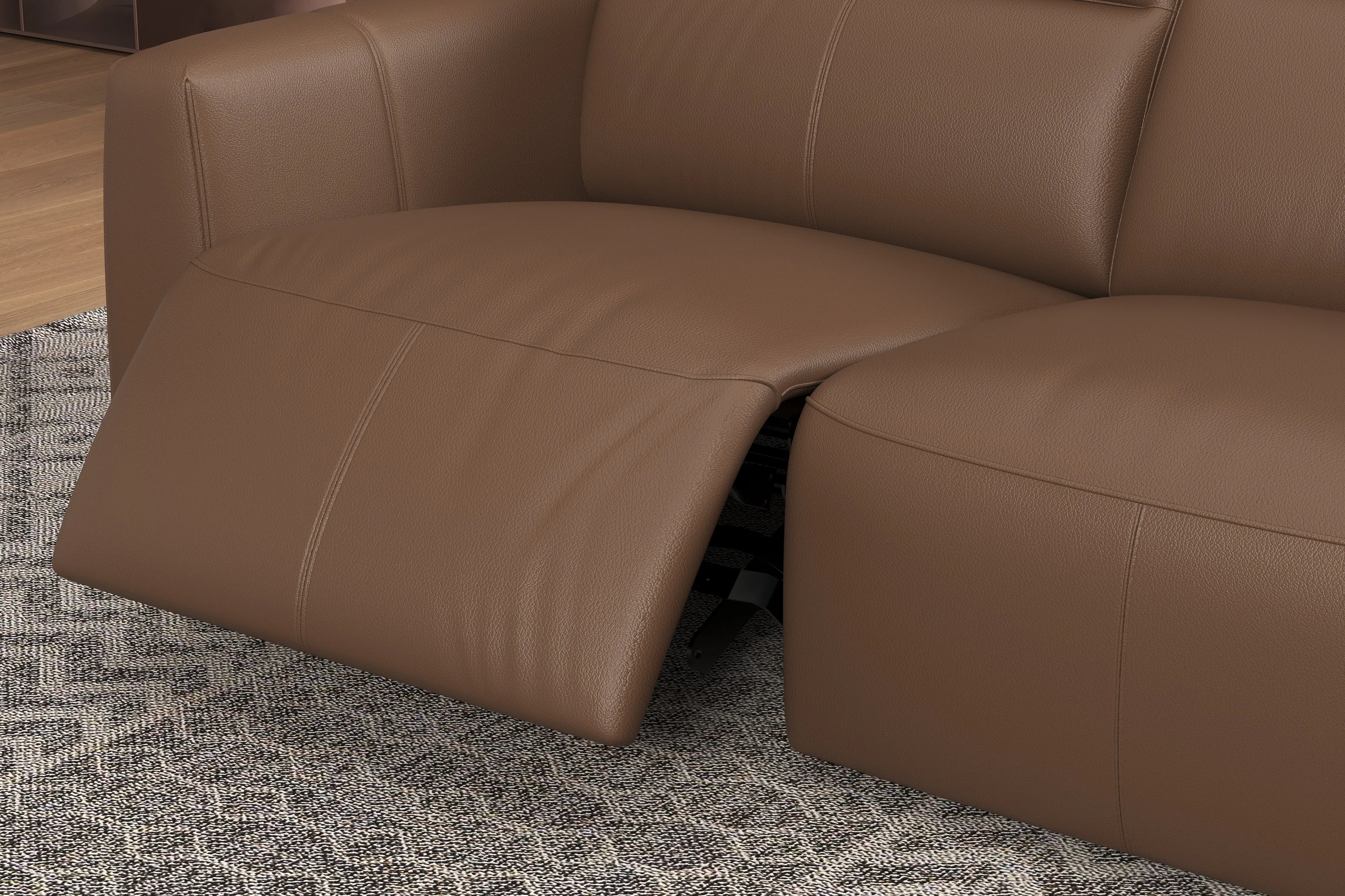 Valencia Carmen Leather 68.5" Loveseat Dual Recliner Lounge, Brown