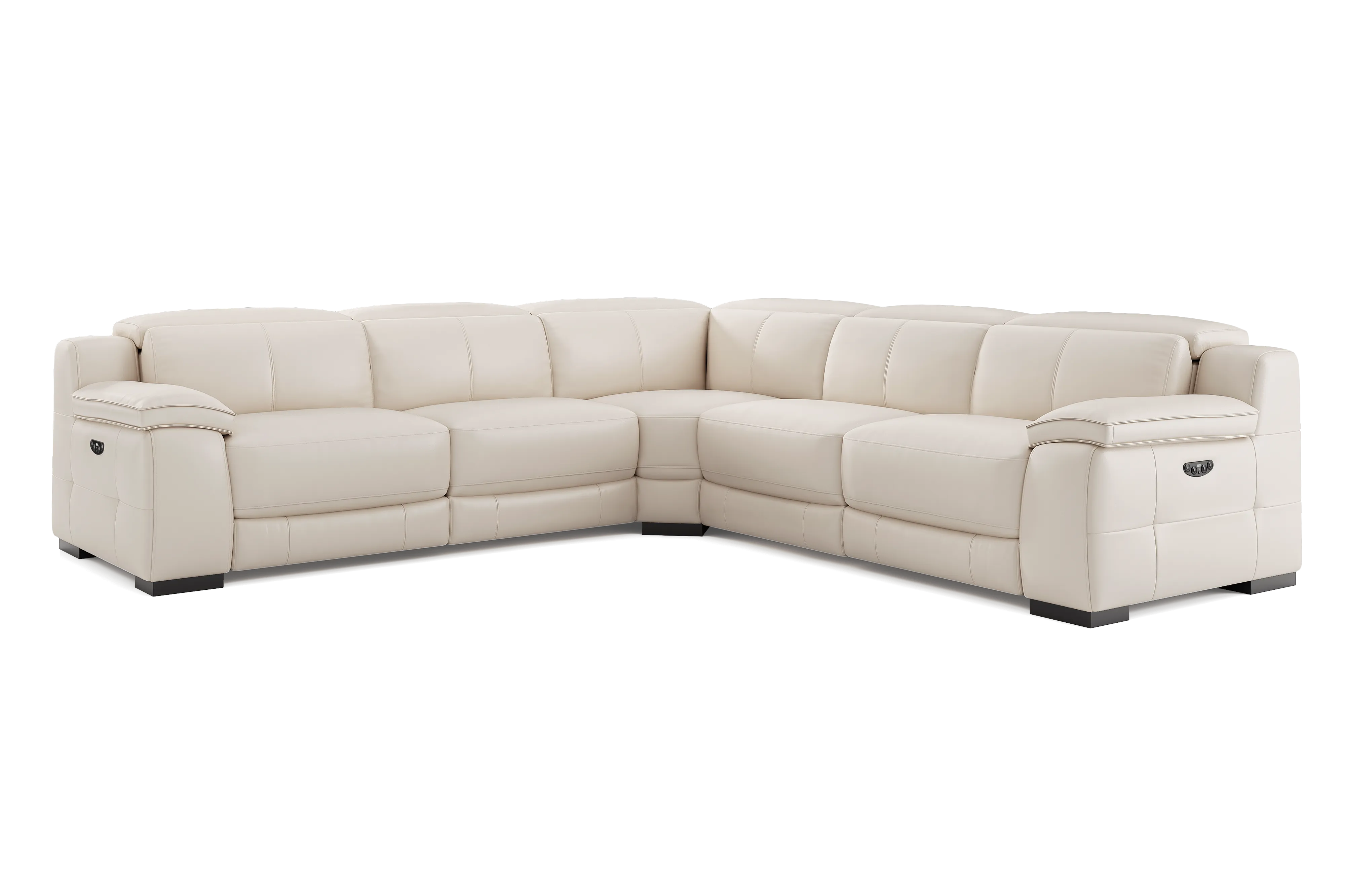 Valencia Ellie Top Grain Leather L-Shape Sofa, Beige