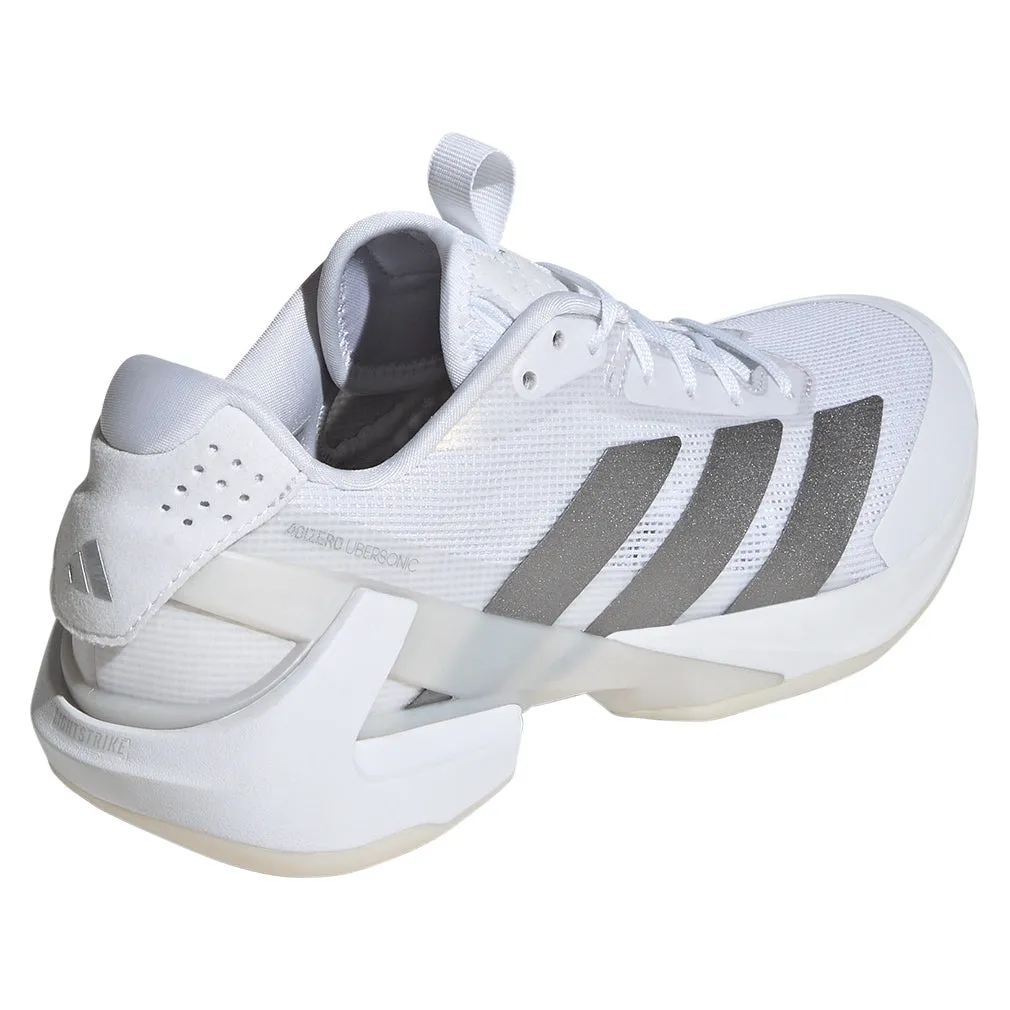 Women`s Adizero Ubersonic 5 Tennis Shoes White and Silver Metallic