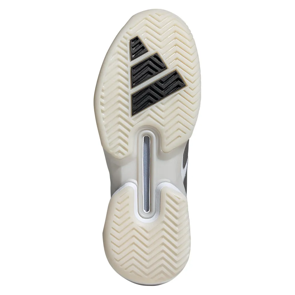 Women`s Adizero Ubersonic 5 Tennis Shoes White and Silver Metallic