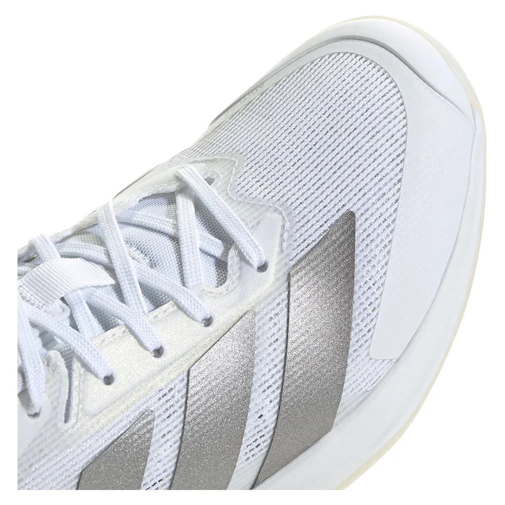 Women`s Adizero Ubersonic 5 Tennis Shoes White and Silver Metallic